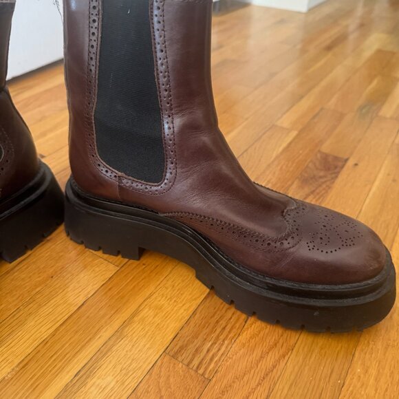 Uterque Flat Track-Sole Ankle Boots - Picture 4 of 4